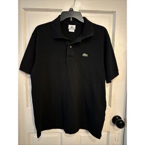 Lacoste Men's Large (Sz 6) Short‎ Sleeve Classic Cotton Pique Polo Shirt Black